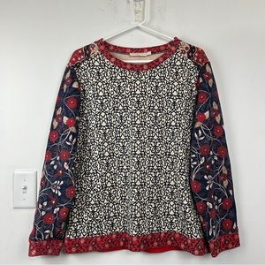 Floral Patterned Sweater - Red and Blue